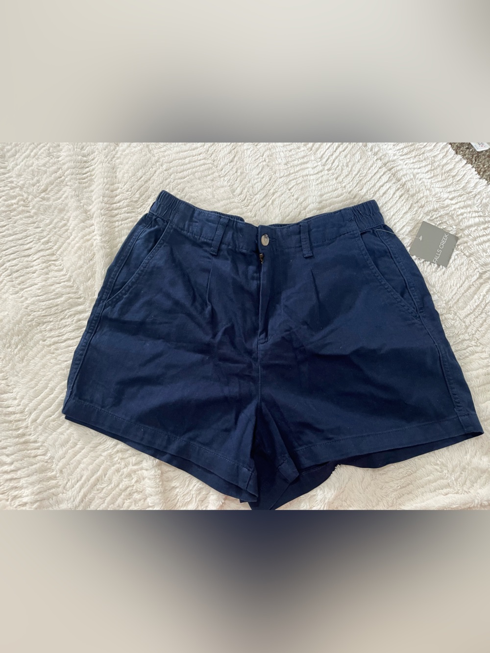 Falls Creek Navy Cotton-Blend High-Rise Shorts
